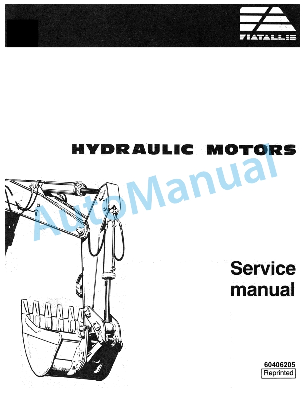 Fiatallis Hydraulic Motor Service Manual 60406205