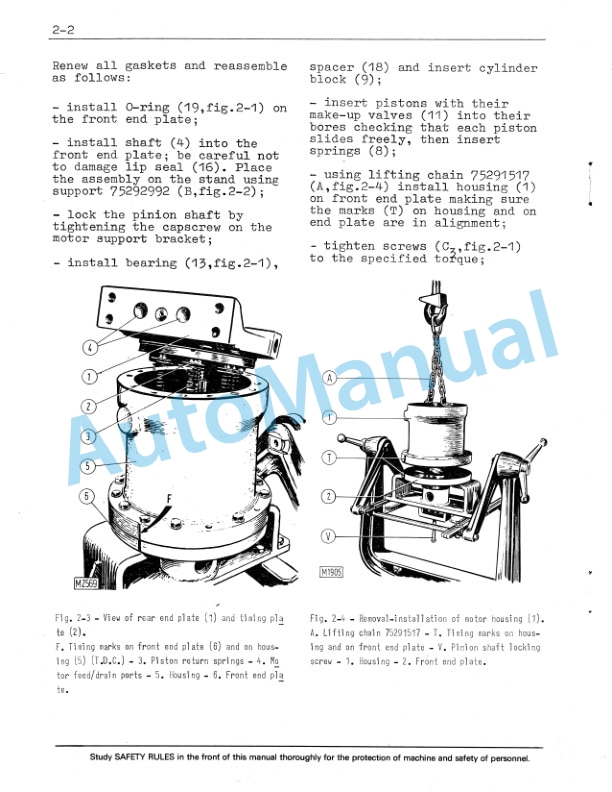 Fiatallis Hydraulic Motor Service Manual 60406205-3