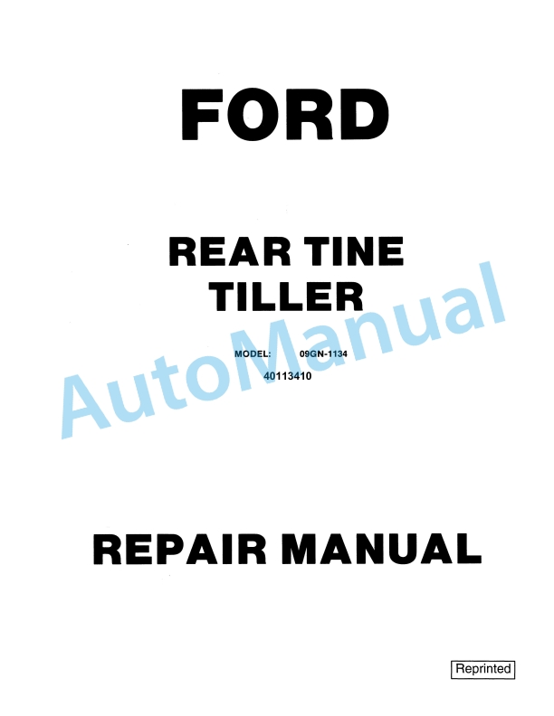 Ford New Holland 09GN-1134 Rear Tine Tiller Repair Manual 40113410