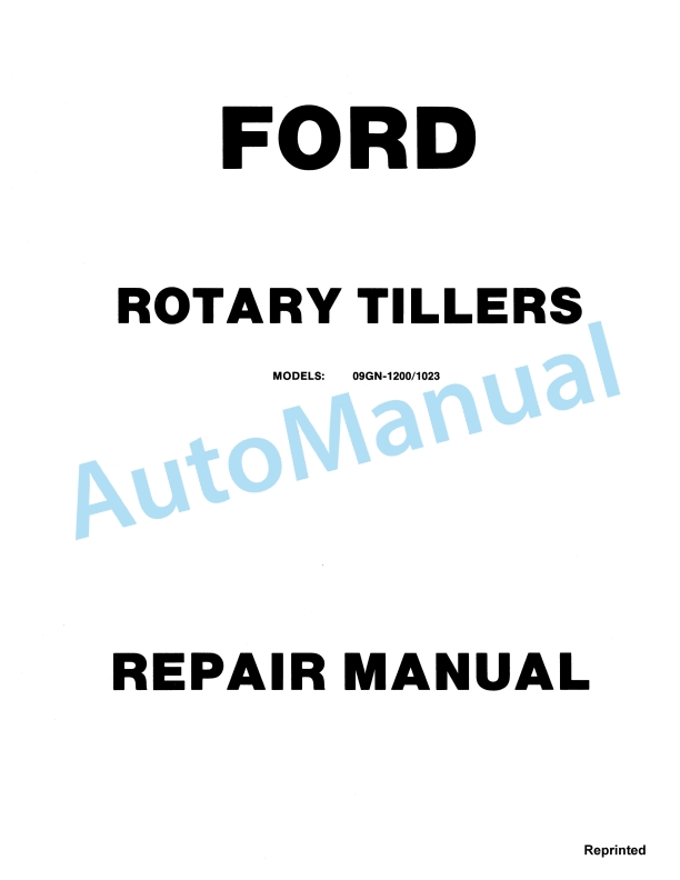 Ford New Holland 09GN-1200, 09GN-1300 Rotary Tiller Repair Manual 40102320