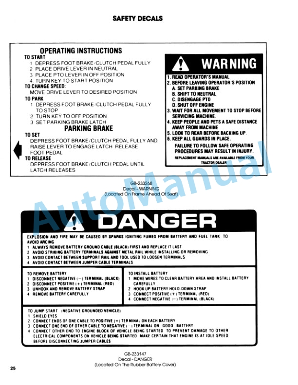 Ford New Holland 09GN2103, 09GN2105 LT11H Lawn Tractor Operation and Maintenance Manual 42001300 4 Ford New Holland 09GN2103, 09GN2105 LT11H Lawn Tractor Operation and Maintenance Manual 42001300 - Image 4