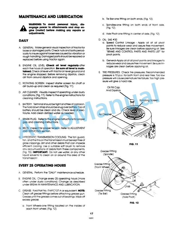 Ford New Holland 09GN2106, 09GN2107 LT11H Lawn Tractor Operation and Maintenance Manual 42001113 3 Ford New Holland 09GN2106, 09GN2107 LT11H Lawn Tractor Operation and Maintenance Manual 42001113 - Image 3