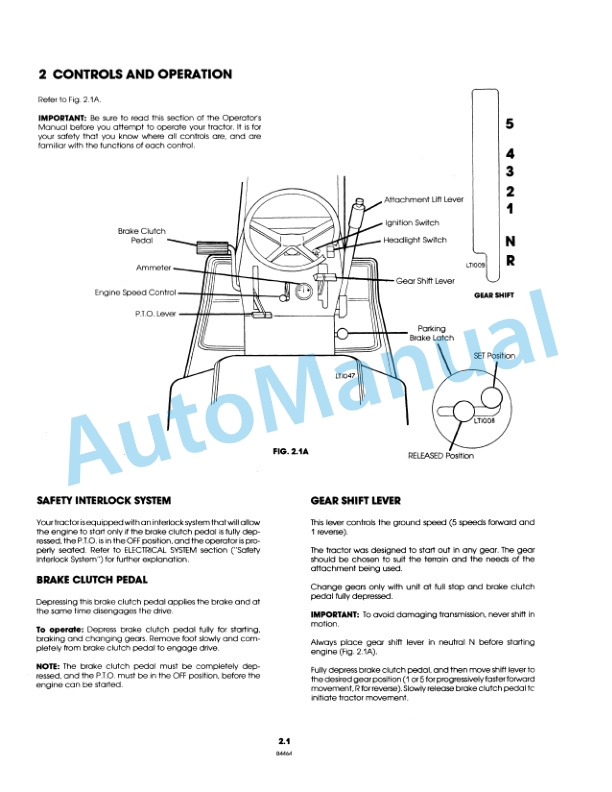 Alternative view of Ford New Holland 09GN2109, 09GN2110 LT 12 Lawn Tractor Operation and Maintenance Manual 42001213
