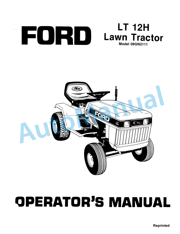 Ford New Holland 09GN2111 LGT 12H Lawn Tractor Operation and Maintenance Manual 42001212