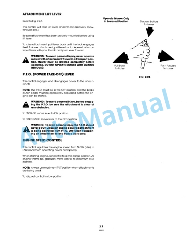 Alternative view of Ford New Holland 09GN2111 LGT 12H Lawn Tractor Operation and Maintenance Manual 42001212