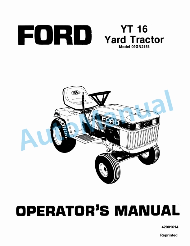 Ford New Holland 09GN2153 YT 16 Yard Tractor Operation and Maintenance Manual 42001614