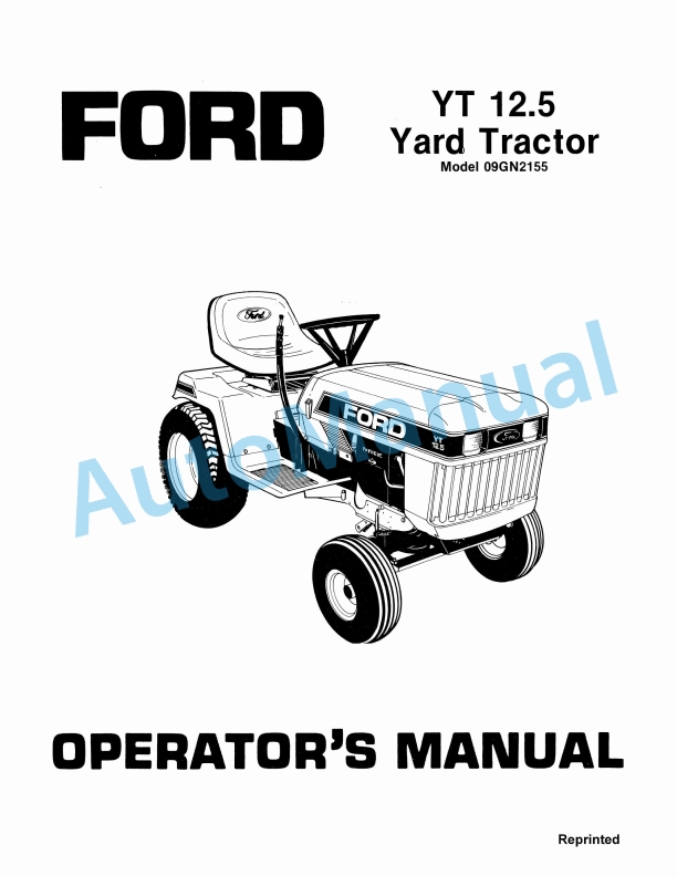 Ford New Holland 09GN2155 YT 12.5 Yard Tractor Operation and Maintenance Manual 42001250