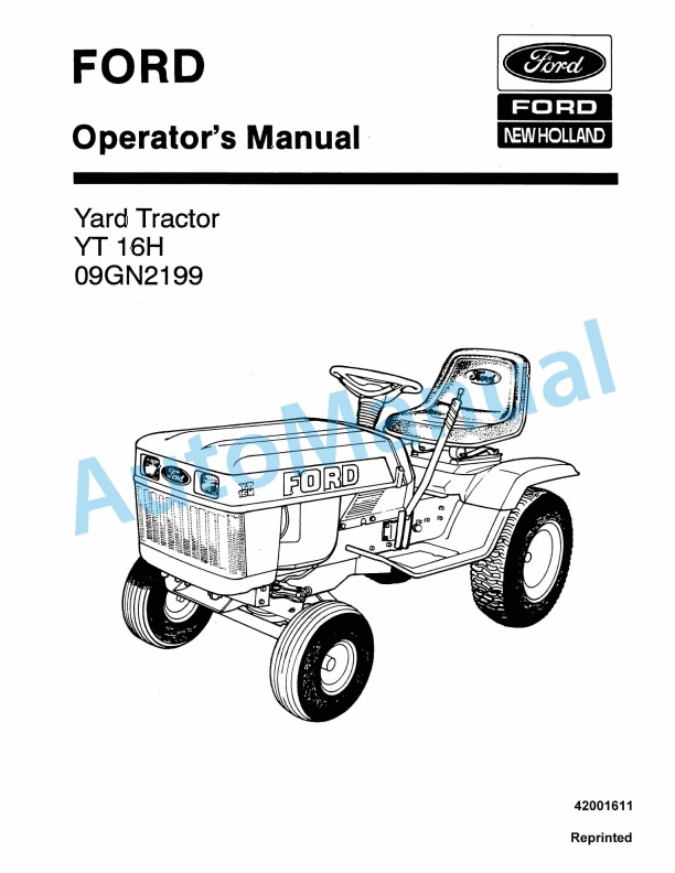 Ford New Holland 09GN2199 YT 16H Yard Tractor Operation and Maintenance Manual 42001611