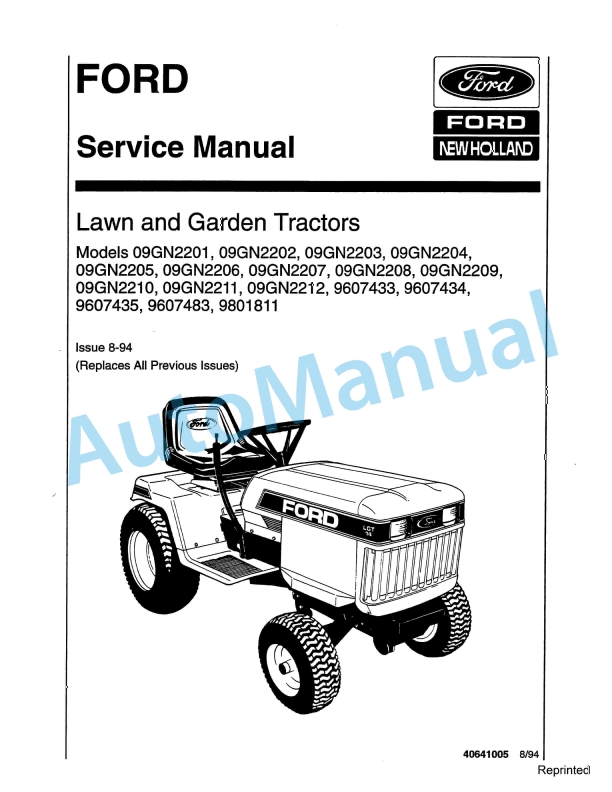 Ford New Holland 09GN2201 - 9801811 Lawn and Garden Tractor Service Manual 40641005