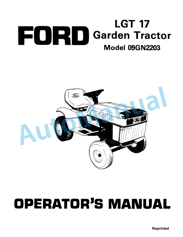 Ford New Holland 09GN2203 LGT 17 Garden Tractor Operation and Maintenance Manual 42001710