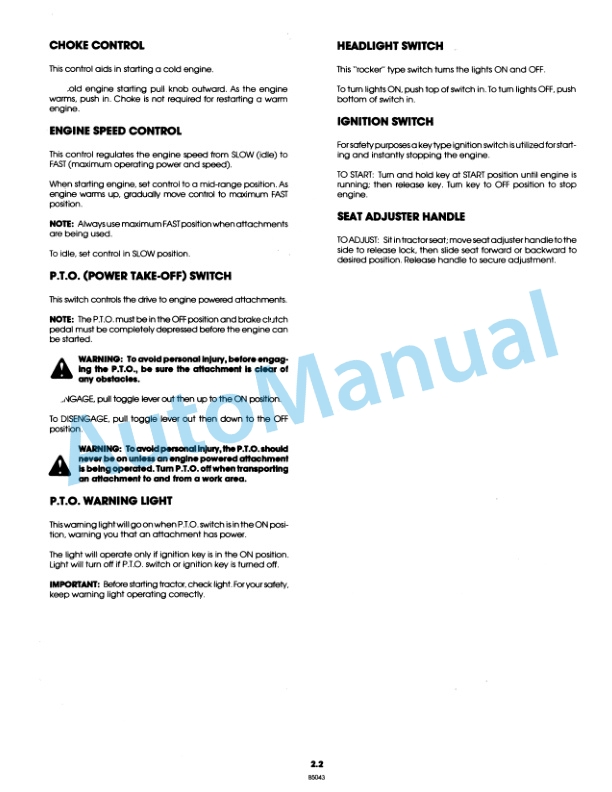 Alternative view of Ford New Holland 09GN2207 LGT 14 Garden Tractor Operation and Maintenance Manual 42001410