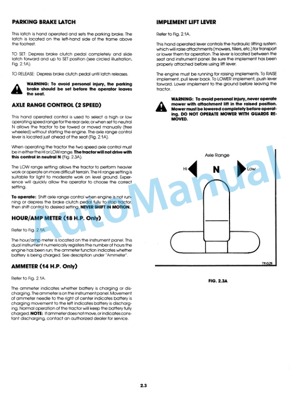 Alternative view of Ford New Holland 09GN2208 LGT 14H, 09GN2209 LGT 18H Garden Tractor Operation and Maintenance Manual 42001420
