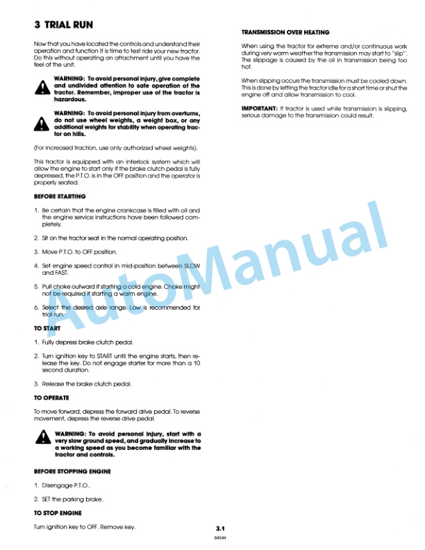 Alternative view of Ford New Holland 09GN2211 LGT 14H, 09GN2212 LGT 18H Garden Tractor Operation and Maintenance Manual 42001421