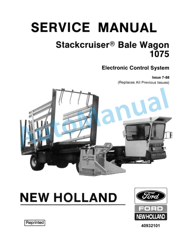 Ford New Holland 1075 Stackcruiser Bale Wagon Service Manual 40932101