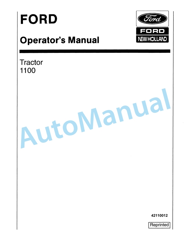 Ford New Holland 1100 Tractor Operation and Maintenance Manual 42110012