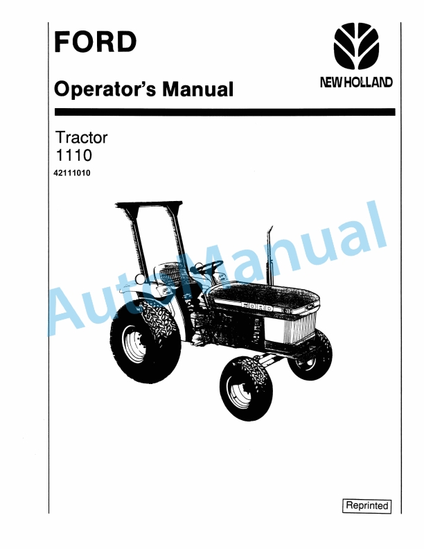 Ford New Holland 1110 Tractor Operation and Maintenance Manual 42111010