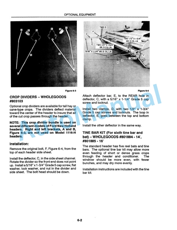 Ford New Holland 1116BF Adapter Frame, 1116H Auger Header Operation and Maintenance Manual 42111620 5 Ford New Holland 1116BF Adapter Frame, 1116H Auger Header Operation and Maintenance Manual 42111620 - Image 5