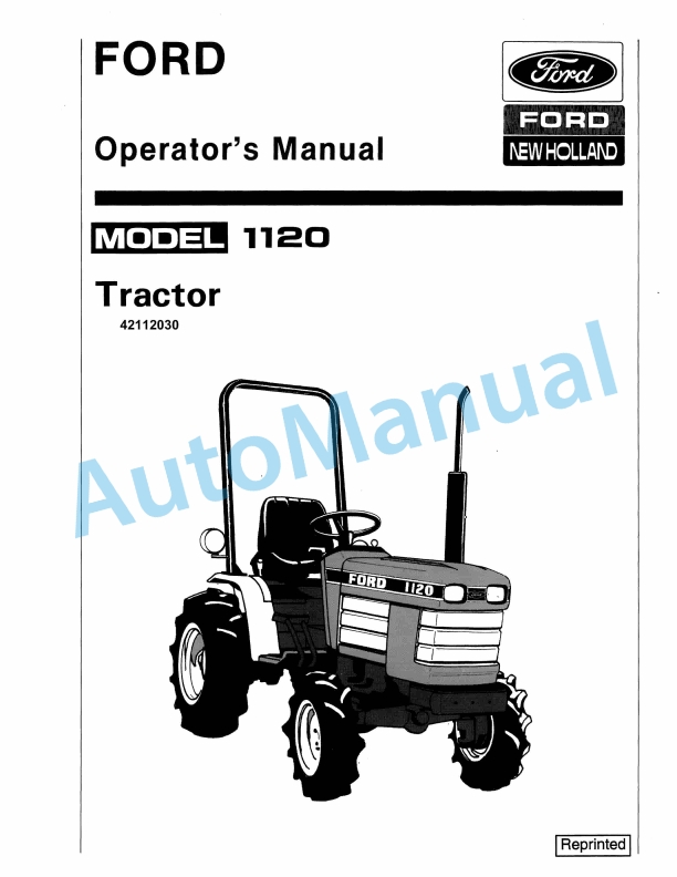 Ford New Holland 1120 Tractor Operation and Maintenance Manual 42112030