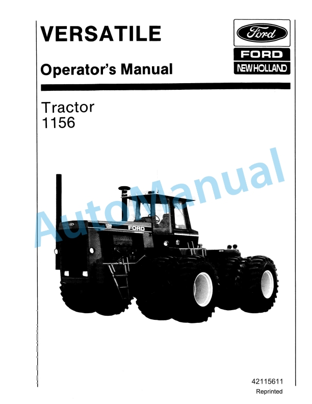 Ford New Holland 1156 Tractor Operation and Maintenance Manual 42115611