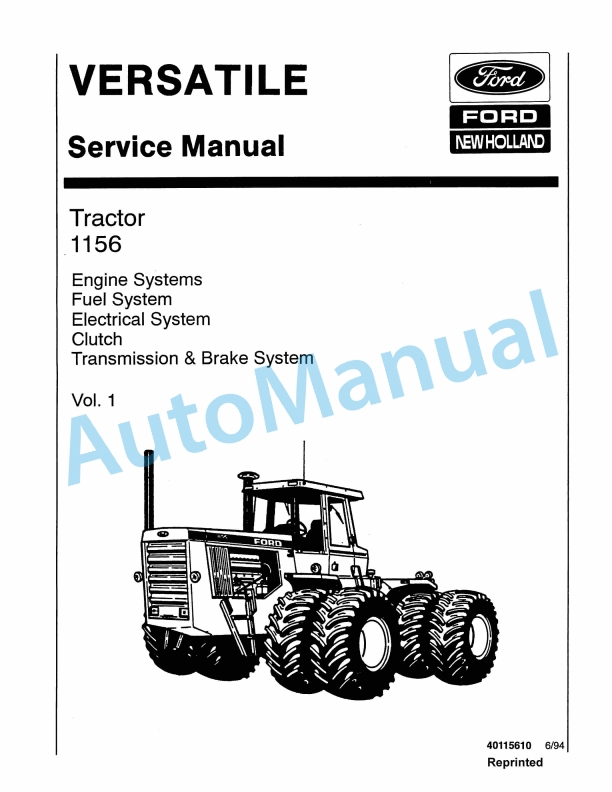 Ford New Holland 1156 Tractor Service Manual 40115610