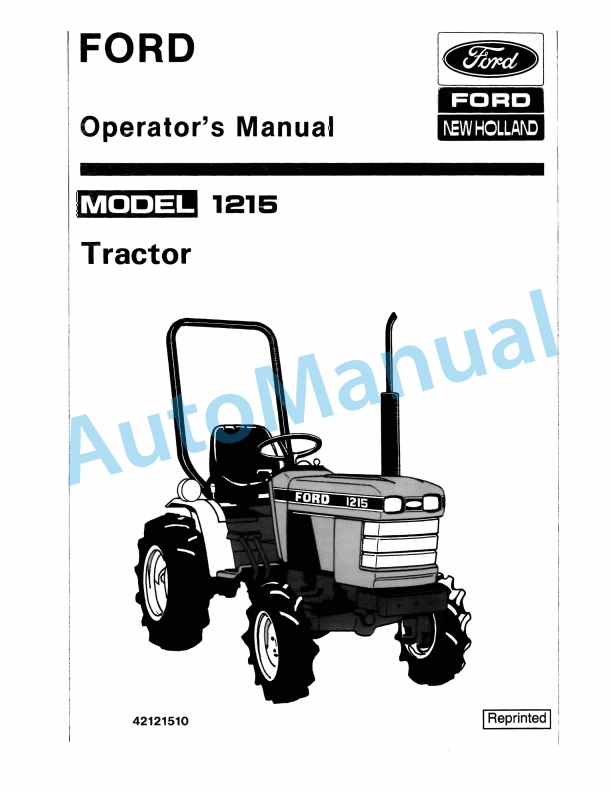 Ford New Holland 1215 Tractor Operation and Maintenance Manual 42121510