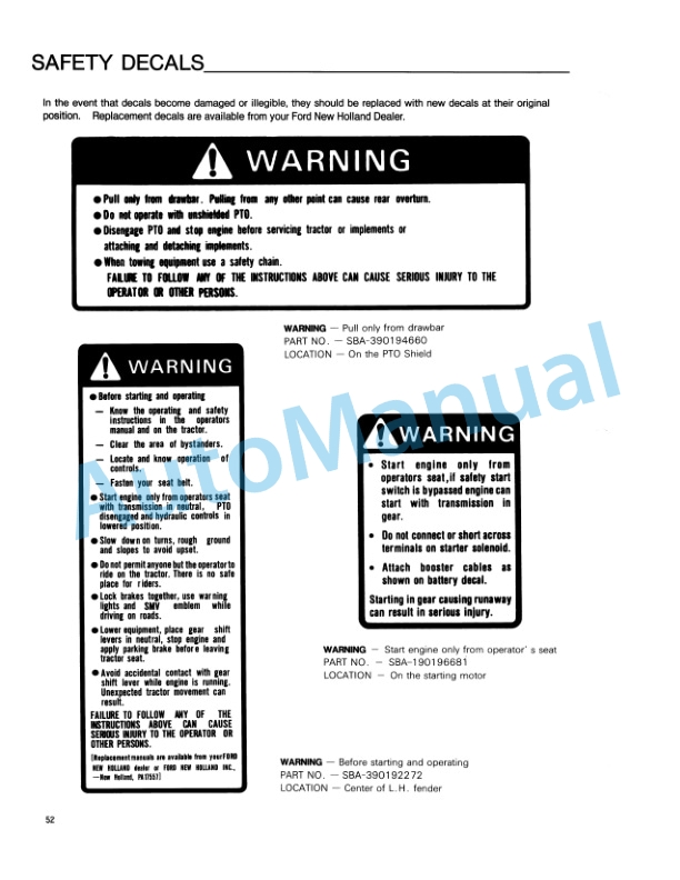 Ford New Holland 1215 Tractor Operation and Maintenance Manual 42121510 5 Ford New Holland 1215 Tractor Operation and Maintenance Manual 42121510-5
