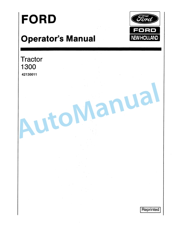 Ford New Holland 1300 Tractor Operation and Maintenance Manual 42130011