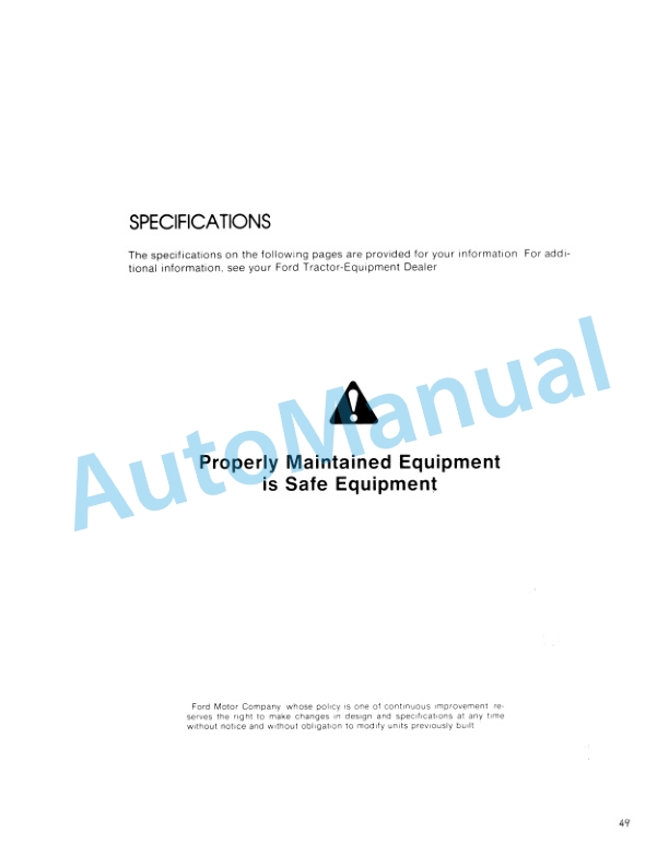Ford New Holland 1310 Tractor Operation and Maintenance Manual 42131010 5 Ford New Holland 1310 Tractor Operation and Maintenance Manual 42131010-5