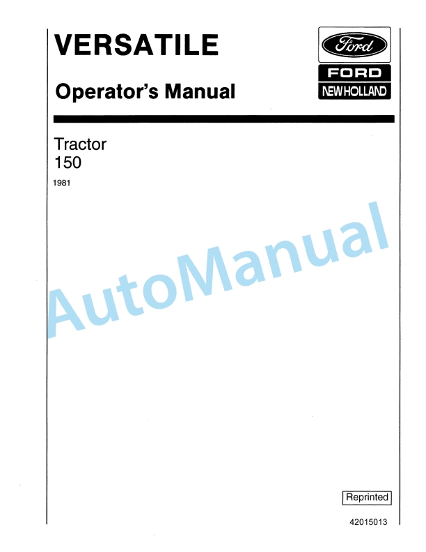 Ford New Holland 150 Tractor Operation and Maintenance Manual 42015013