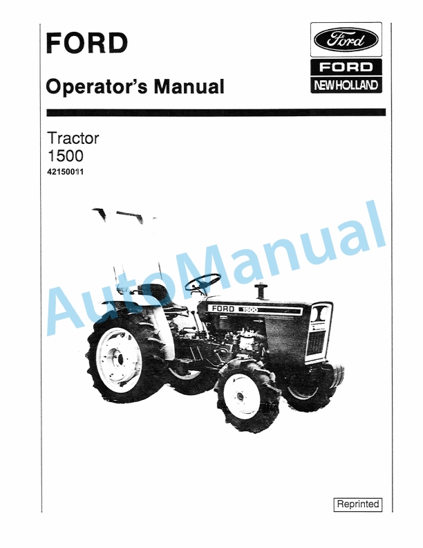 Ford New Holland 1500 Tractor Operation and Maintenance Manual 42150011