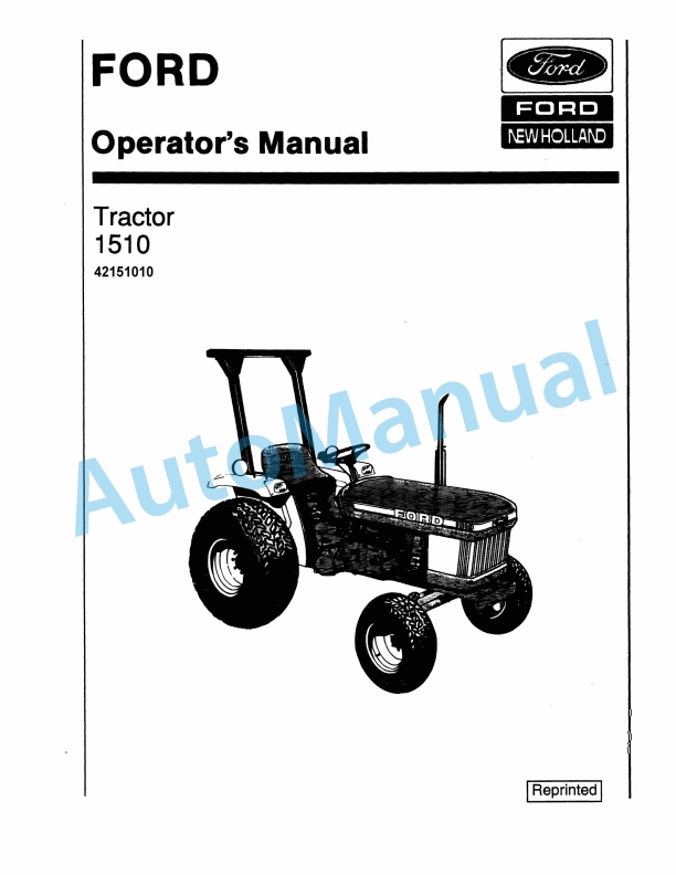 Ford New Holland 1510 Tractor Operation and Maintenance Manual 42151010