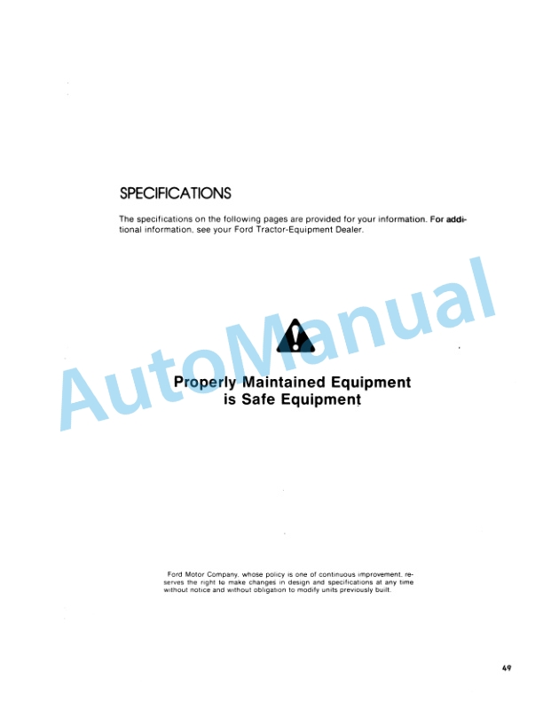 Ford New Holland 1510 Tractor Operation and Maintenance Manual 42151010 5 Ford New Holland 1510 Tractor Operation and Maintenance Manual 42151010-5