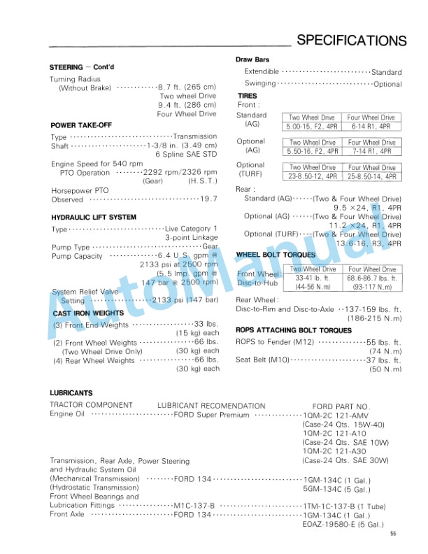 Ford New Holland 1520 Tractor Operation and Maintenance Manual 42152010 5 Ford New Holland 1520 Tractor Operation and Maintenance Manual 42152010-5