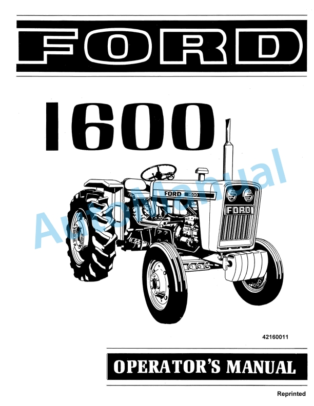 Ford New Holland 1600 Tractor Operation and Maintenance Manual 42160011