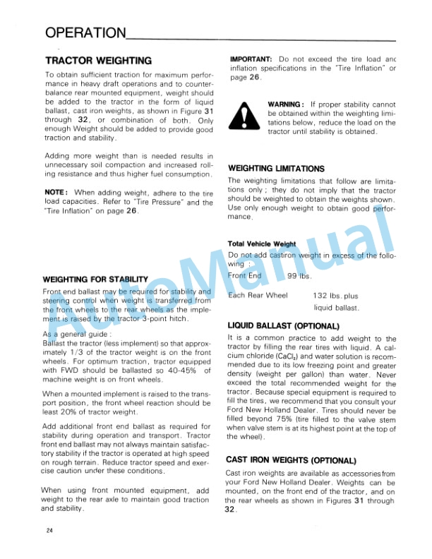 Ford New Holland 1620 Tractor Operation and Maintenance Manual 42162010 3 Ford New Holland 1620 Tractor Operation and Maintenance Manual 42162010-3