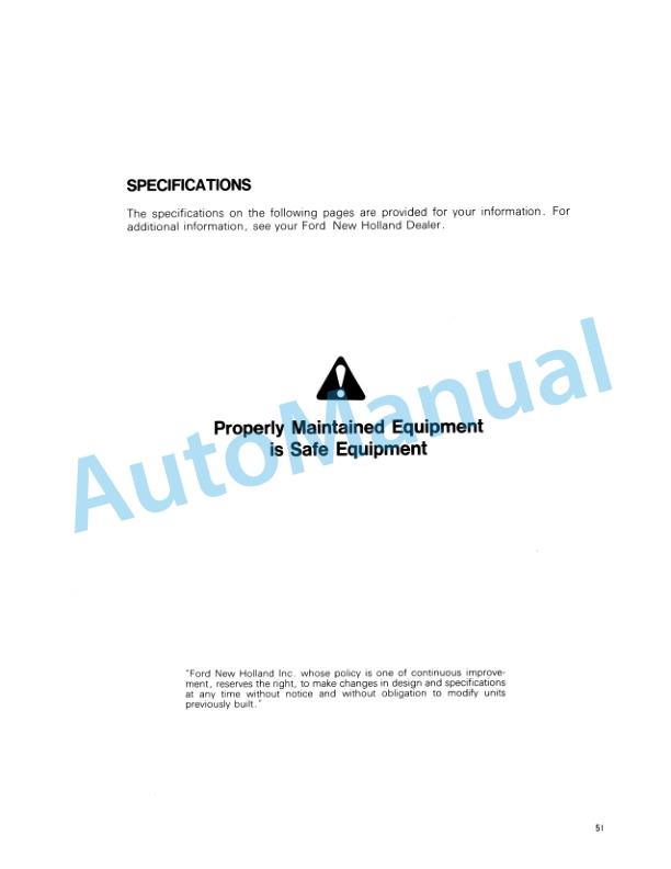 Ford New Holland 1620 Tractor Operation and Maintenance Manual 42162010 5 Ford New Holland 1620 Tractor Operation and Maintenance Manual 42162010-5