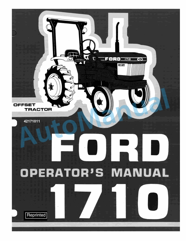 Ford New Holland 1710 Offset Tractor Operation and Maintenance Manual 42171011