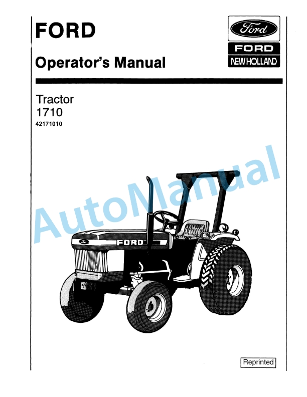 Ford New Holland 1710 Tractor Operation and Maintenance Manual 42171010