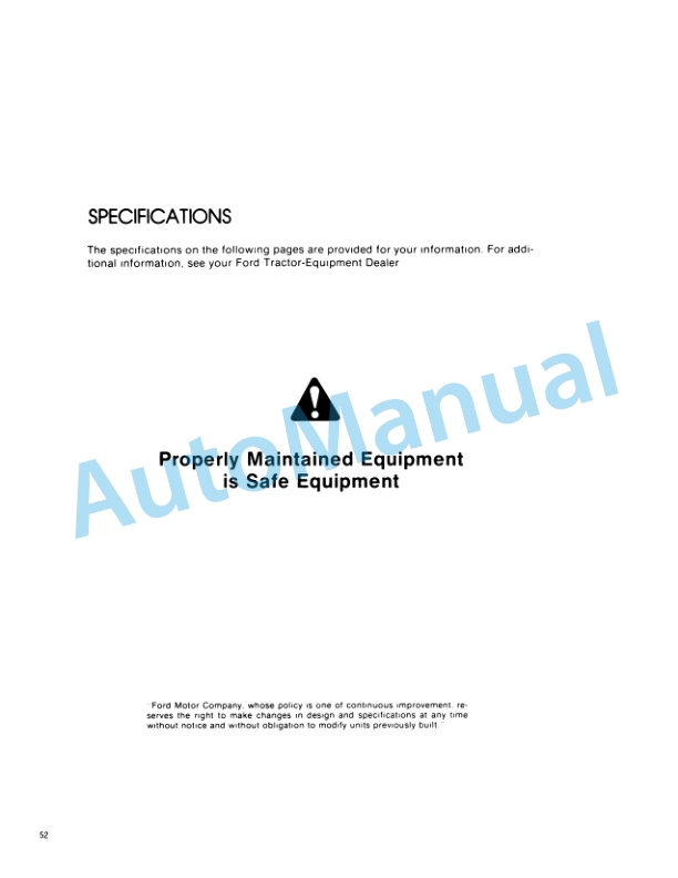 Ford New Holland 1710 Tractor Operation and Maintenance Manual 42171010 5 Ford New Holland 1710 Tractor Operation and Maintenance Manual 42171010-5