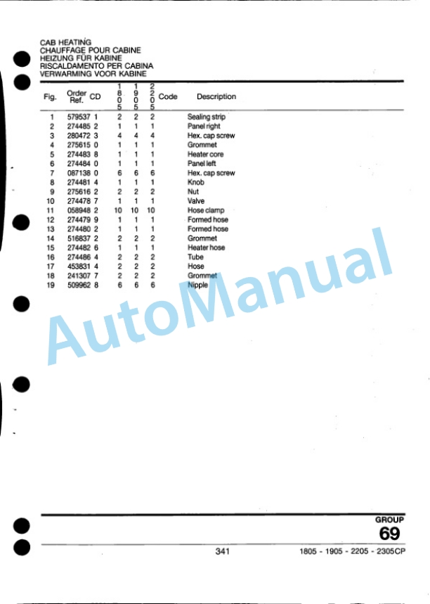 Ford New Holland 1805, 1905, 2205, 2305CP Forage Harvester Service Parts Catalogue 9512519 5 Ford New Holland 1805, 1905, 2205, 2305CP Forage Harvester Service Parts Catalogue 9512519-5