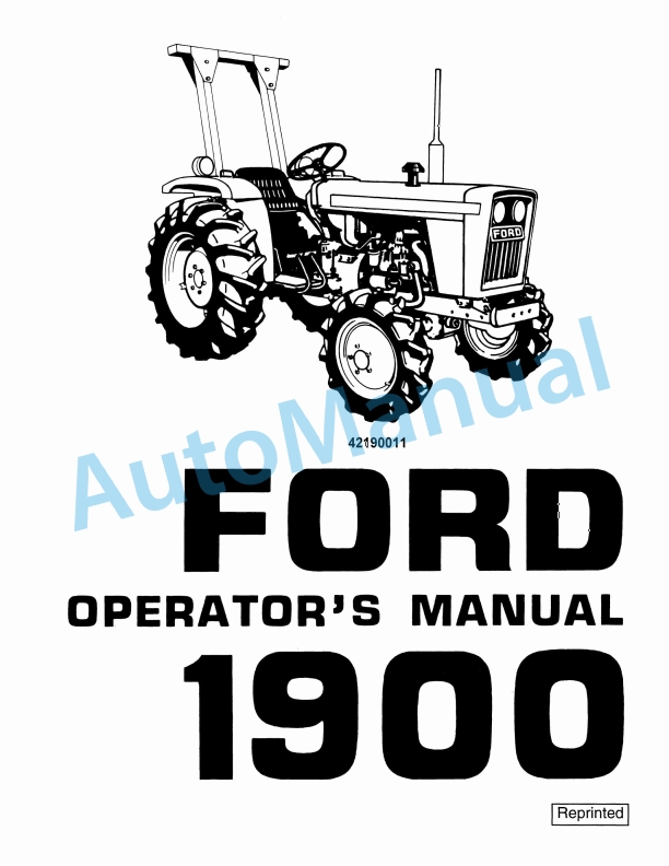 Ford New Holland 1900 Tractor Operation and Maintenance Manual 42190011