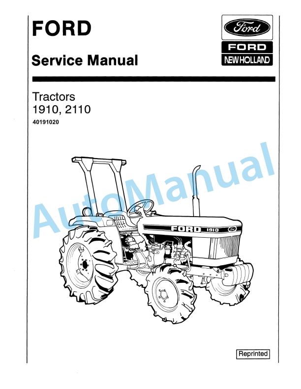Ford New Holland 1910, 2110 Tractor Service Manual 40191020