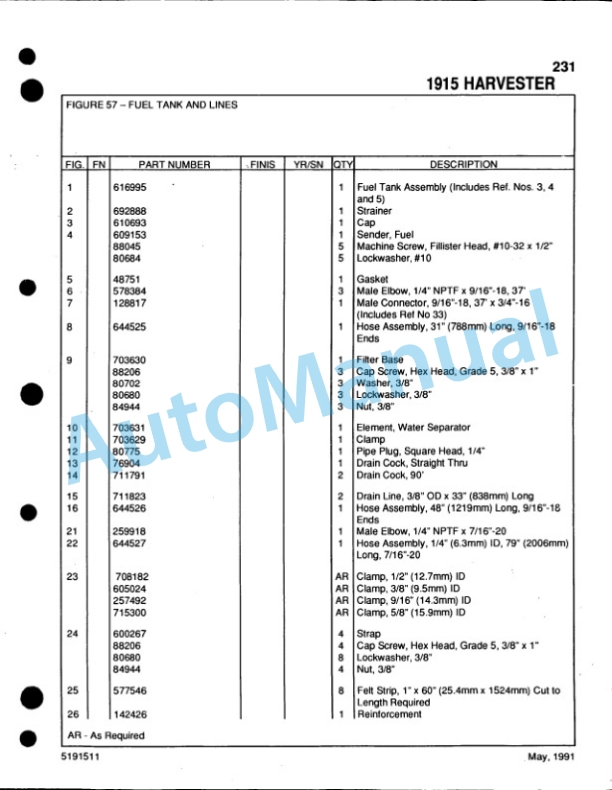 Ford New Holland 1915 Forage Harvester Service Parts Catalogue 5191511 4 Ford New Holland 1915 Forage Harvester Service Parts Catalogue 5191511-4
