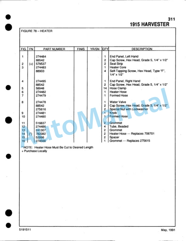 Ford New Holland 1915 Forage Harvester Service Parts Catalogue 5191511 5 Ford New Holland 1915 Forage Harvester Service Parts Catalogue 5191511-5