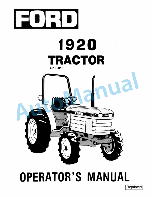 Ford New Holland 1920 Tractor Operation and Maintenance Manual 42192010