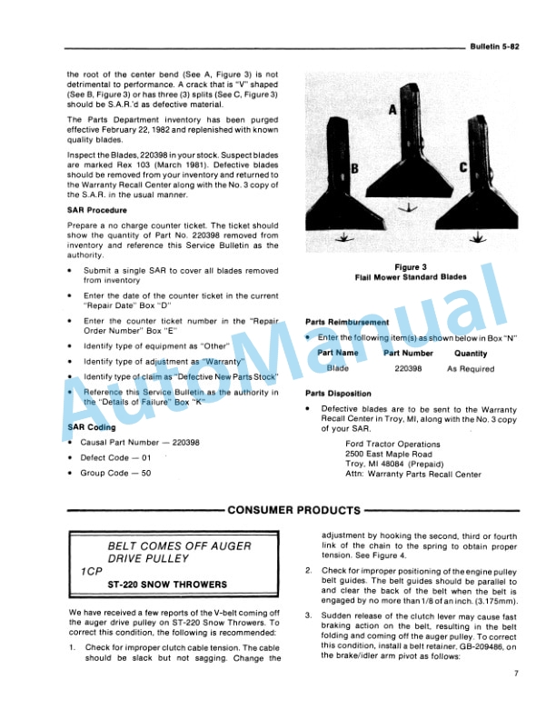 Ford New Holland 1982 Bulletin Tractor Service Manual 40991940 3 Ford New Holland 1982 Bulletin Tractor Service Manual 40991940 - Image 3