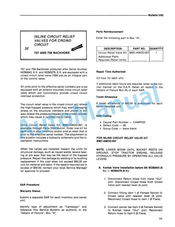 Alternative view of Ford New Holland 1983 Bulletin Tractor Service Manual 40991950
