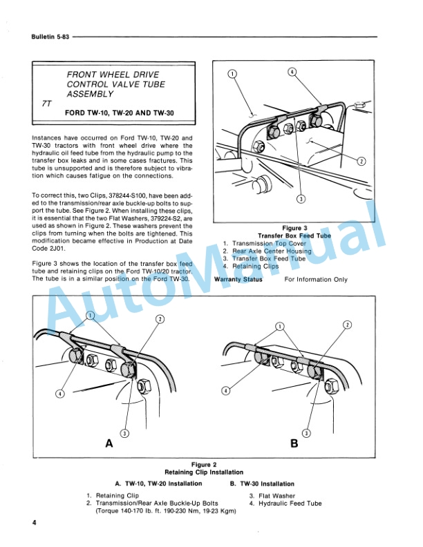 Ford New Holland 1983 Bulletin Tractor Service Manual 40991950 3 Ford New Holland 1983 Bulletin Tractor Service Manual 40991950 - Image 3
