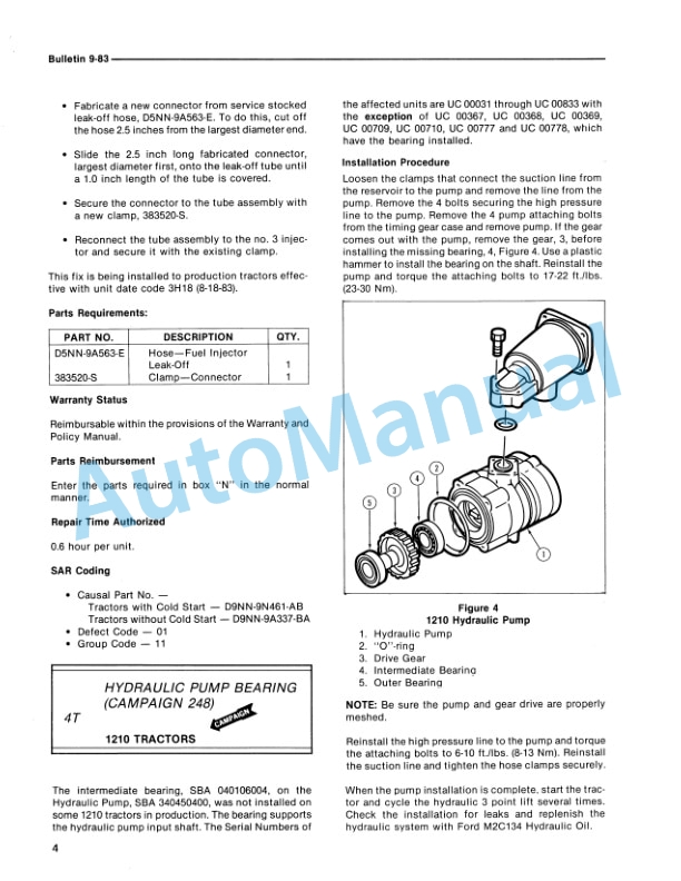 Ford New Holland 1983 Bulletin Tractor Service Manual 40991950 5 Ford New Holland 1983 Bulletin Tractor Service Manual 40991950 - Image 5
