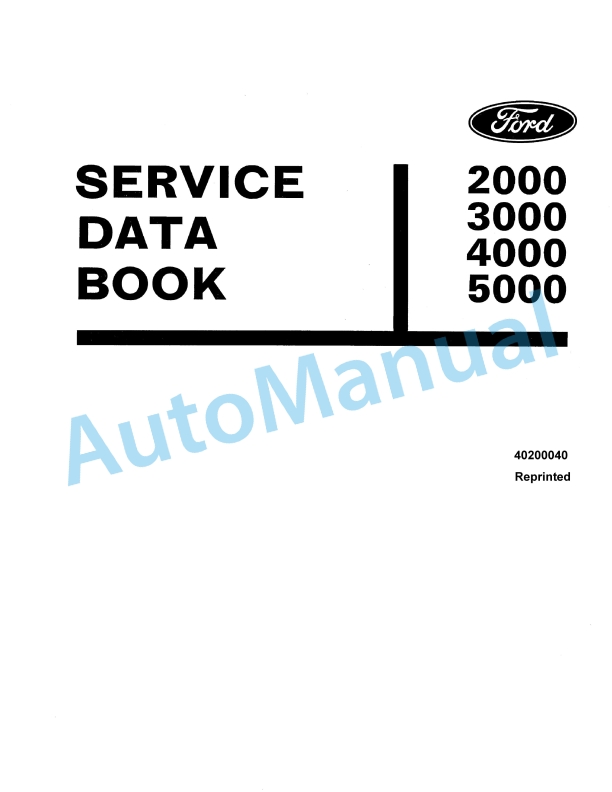 Ford New Holland 2000, 3000, 4000, 5000 Tractor Service Manual 40200040